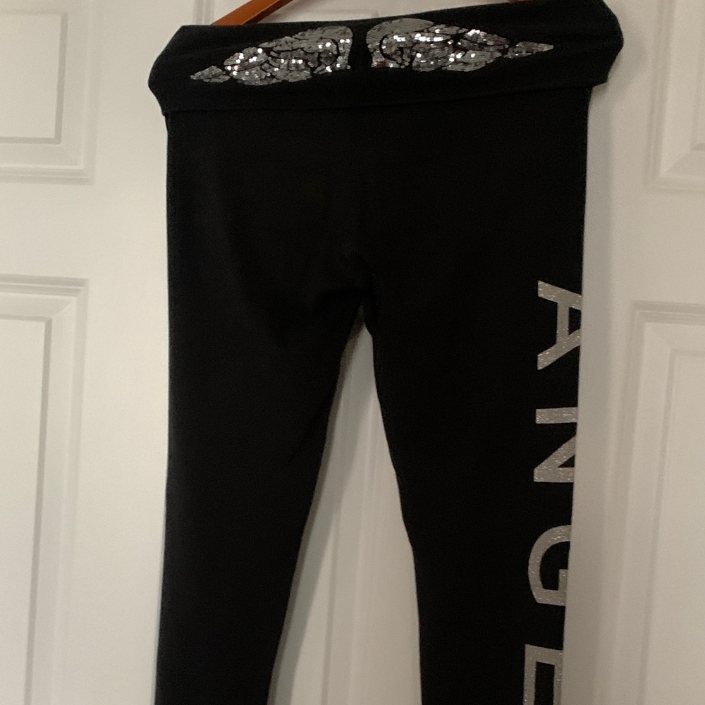 PINK Victoria's Secret Black Leggings with Silver Details